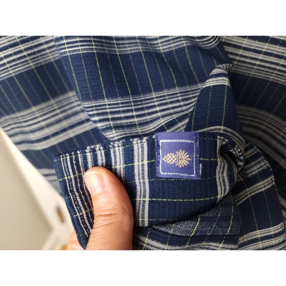 Tommy Bahama Men's Dark blue-plaid 100% silk Short sleeve L - Picture 7 of 8